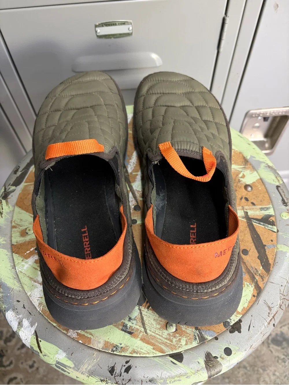 Merrell Olive Quilted Slip-On slippers